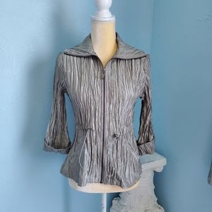 Ruby Rd. shiny crinkly zip coat/blazer C86